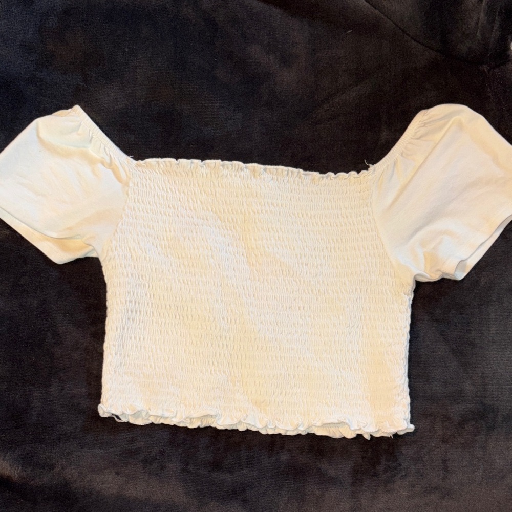 Me to We Cream Smocked Off-Shoulder Blouse